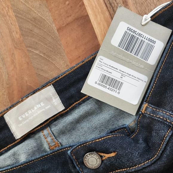 Everlane The Curvy High Rise Skinny Jeans Dark Wash Size 35 NWT - Picture 9 of 10